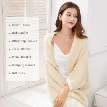 SeaRoomy Throw Blanket, Super Soft Microfiber Knit Throw Blanket, Warm Cozy Fluffy Lightweight Blanket for Couch Sofa Bed Room Decor