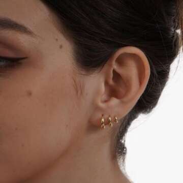 Tasiso Small Hoop Earrings for Women, Dainty 14K Gold Plated Huggie Hoop Earrings Lightweight Hypoal...