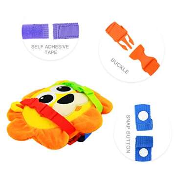Toddler Early Learning Toy with Buckles, Self Adhesive Tape, Crinkle Paper and Numbers, Kids Cartoon...