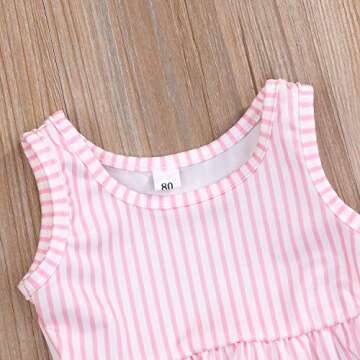 YOUNGER TREE Toddler Baby Girls Summer Swimsuit Sleeveless Striped Swimwear Two-Piece Suit Beach Bikini (Pink, 4-5T)