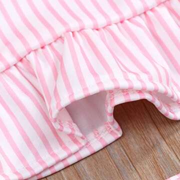 YOUNGER TREE Toddler Baby Girls Summer Swimsuit Sleeveless Striped Swimwear Two-Piece Suit Beach Bikini (Pink, 4-5T)