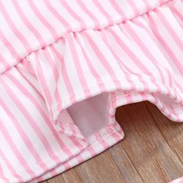 YOUNGER TREE Toddler Baby Girls Summer Swimsuit Sleeveless Striped Swimwear Two-Piece Suit Beach Bikini (Pink, 4-5T)