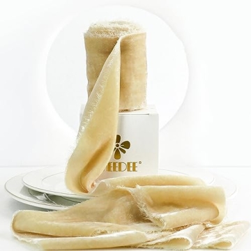 MEEDEE Beige Fringe 3 Inch Raw Edge Silk for Wreaths, Flower Bouquet, Photography, Dress Sash, Baby ...