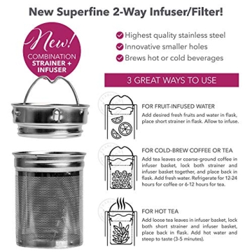 Teabloom - The ORIGINAL All-Brew Travel Tumbler & Thermos | OPRAH’s Favorite | 16oz/480ml Insulated Water Bottle/Tea Flask/Cold Brew Coffee Mug