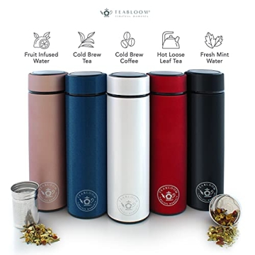 Teabloom - The ORIGINAL All-Brew Travel Tumbler & Thermos | OPRAH’s Favorite | 16oz/480ml Insulated Water Bottle/Tea Flask/Cold Brew Coffee Mug