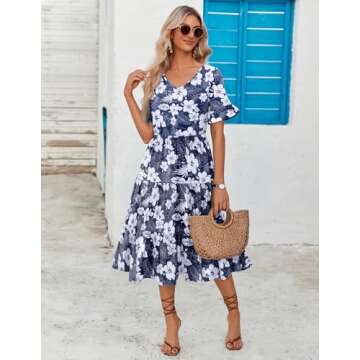 Zeagoo Floral Midi Dress for Women - Summer Style