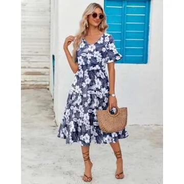 Zeagoo Floral Midi Dress for Women - Summer Style
