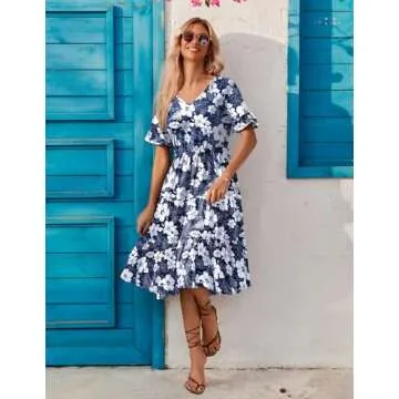 Zeagoo Floral Midi Dress for Women - Summer Style