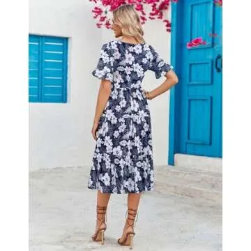 Zeagoo Floral Midi Dress for Women - Summer Style