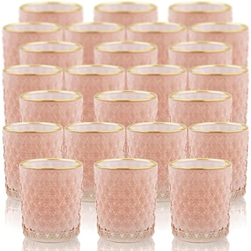 SHMILMH 24PC Glass Candle Holders Set for Elegant Events