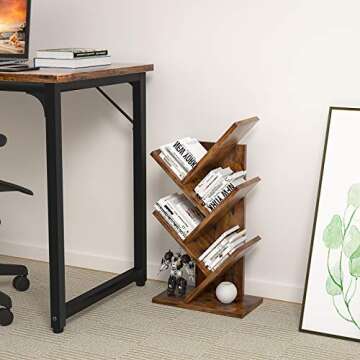 Topfurny Tree Bookshelf - 4-Tier Wood Organizer for Home & Office