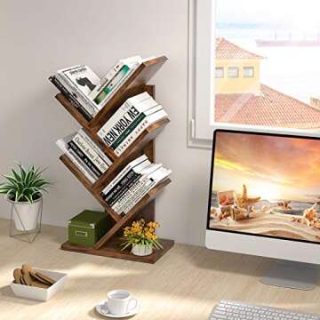 Topfurny Tree Bookshelf - Stylish 4-Tier Book Storage
