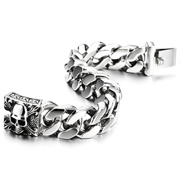 Stylish COOLSTEELANDBEYOND Stainless Steel Curb Chain Bracelet