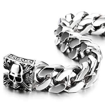 Stylish COOLSTEELANDBEYOND Stainless Steel Curb Chain Bracelet