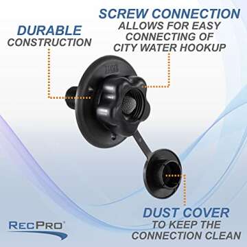 RecPro RV City Water Fill Inlet - Plastic Flange for RVs