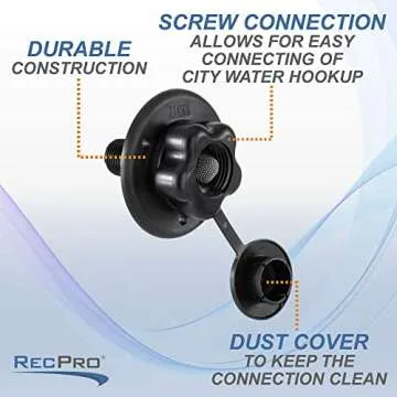 RecPro RV City Water Fill Inlet - Plastic Flange for RVs
