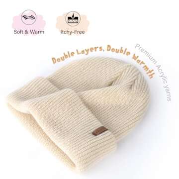 FURTALK Toddler Beanie Baby Boys Girls Beanies Kids Winter Hats Children Knit Warm Caps Beige