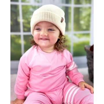 FURTALK Toddler Beanie Baby Boys Girls Beanies Kids Winter Hats Children Knit Warm Caps Beige