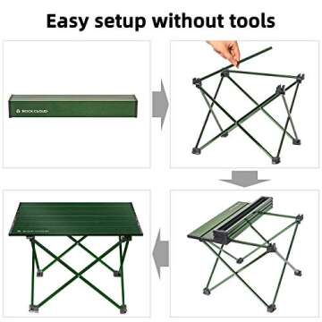 ROCK CLOUD Portable Camping Table Ultralight Aluminum Folding Beach Table Camp for Camping Hiking Backpacking Outdoor Picnic, Green