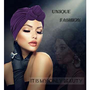 Women Turbans and Head Wraps, Skull-Caps, African Turban Flower Knot Pre-Tied Bonnet Beanie Cap for Women