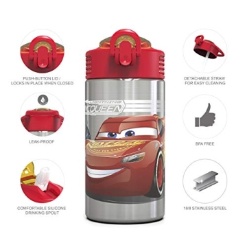 Zak Disney Cars 3 Stainless Steel Kids Water Bottle