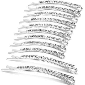 Elegant 24 Pcs Rhinestone Hair Accessories: Sparkly Crystal Bobby Pins for Women and Girls