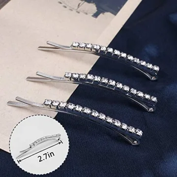 Sparkly 24 Pcs Rhinestone Bobby Pins for Women