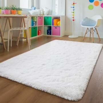 Andecor Soft Fluffy Bedroom Rugs, 5 x 8 Feet Indoor Shaggy Plush Area Rug for Boys Girls Kids Baby C...
