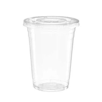 Comfy Package 16 oz. - 50 Count Clear Plastic Cups With Lids, Ideal for Cold Beverages