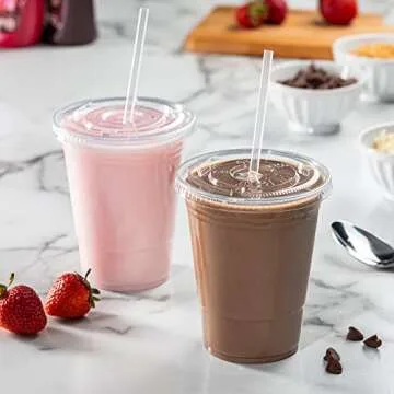 Comfy 16 oz. Disposable Clear Plastic Cups with Lids