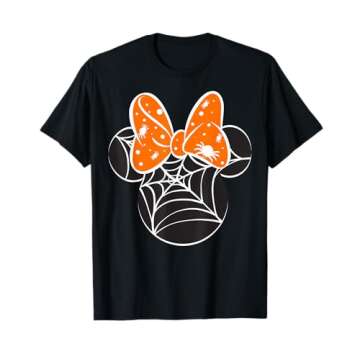 Disney Mickey & Friends Halloween Minnie Spider Web Logo T-Shirt: Perfect for Halloween Fun