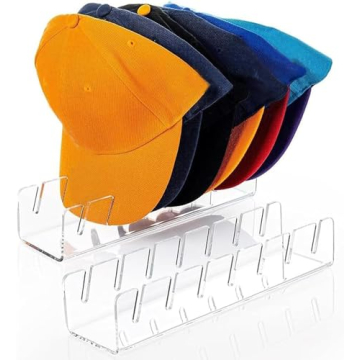 QKEWURO 2024 New Hat Stand for Baseball Caps Display and Organizer , No Install Acrylic Hat Holder for 14 Baseball Caps for Bedroom, Closet, Dresser (2PCS)