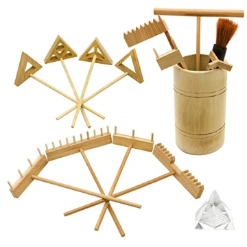 Zen Garden Rake Tool Kit - Miniature Tabletop Japanese Rock Sand Zen Garden Accessories Mini Bamboo ...