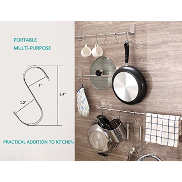 Evob 20 Pack 3.4" S Shaped Hooks Stainless Steel Metal Hangers Hanging Hooks for Kitchen, Work Shop, Bathroom, Garden