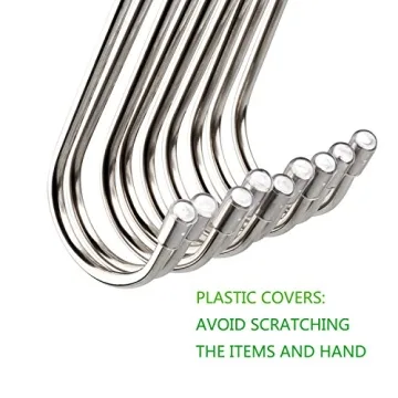 Evob 20 Pack 3.4" S Shaped Hooks Stainless Steel Metal Hangers Hanging Hooks for Kitchen, Work Shop, Bathroom, Garden