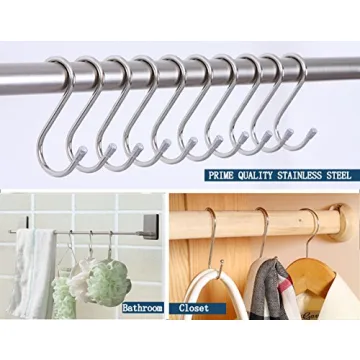 Evob 20 Pack 3.4" S Shaped Hooks Stainless Steel Metal Hangers Hanging Hooks for Kitchen, Work Shop, Bathroom, Garden