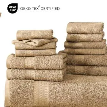 LANE LINEN Bathroom Towels Set of 24-100% Cotton Bath Towel Sets, Absorbent Shower Towels, 2 Bath Sheets, 4 Quick Dry Bath Towels, 6 Hand Towels, 8 Washcloths for Showering,4 Fingertip Towels- Beige