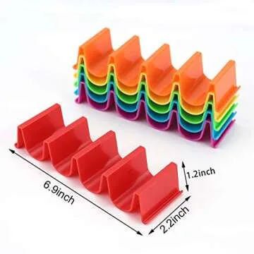 Taco Holder Stand Set of 6, Colorful Taco Holder Plate, Wave Shape Taco Tray, Taco Shell Holder Stan...