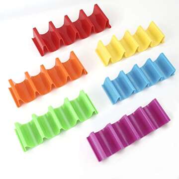 Colorful Taco Holder Stand - 6 Pack for Easy Serving