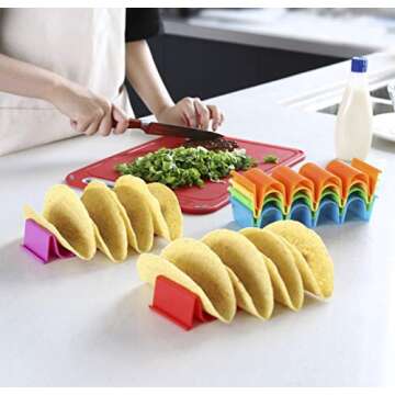 Colorful Taco Holder Stand - 6 Pack for Easy Serving