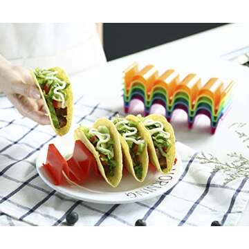 Colorful Taco Holder Stand - 6 Pack for Easy Serving