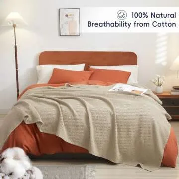 PHF 100% Cotton Waffle Weave Blanket - Lightweight Elegance