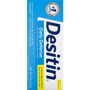 Desitin Daily Defense Baby Diaper Rash Cream with Zinc Oxide to Treat, Relieve & Prevent diaper rash, Hypoallergenic, Dye-, Phthalate- & Paraben-Free, 4 oz