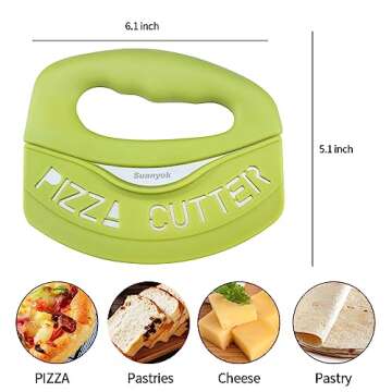 Suanyok Premium Pizza Cutter Food Chopper-Super Sharp Stainless Steel Pizza Cutters Rocker/Slicer/Blade/Knife with Cover Multi Function Kitchen Tools,Dishwasher Safe(Green)