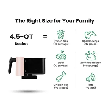 KOOC Large Air Fryer - 4.5 Quart Electric Oven Cooker