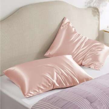 Bedsure Satin Pillowcase for Hair and Skin - Coral Zipper Pillow Cases Queen Size Set of 2, Similar ...