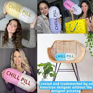 MRJ Products Chill Pill Pillow - Preppy Cute Trendy Room Decor Aesthetic Throw Pillows Dorm, Teenage...