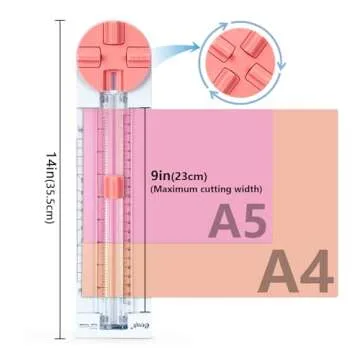 Ecraft Pink Paper Cutter 4-in-1 Paper Trimmer Multi-Function Scrapbooking Tool with Straight, Wave, Perforated & Creasing Blades for Craft Paper,Cardstock, Coupon, Label, Photo,Postcard