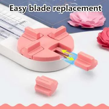 Ecraft Pink Paper Cutter 4-in-1 Paper Trimmer Multi-Function Scrapbooking Tool with Straight, Wave, Perforated & Creasing Blades for Craft Paper,Cardstock, Coupon, Label, Photo,Postcard