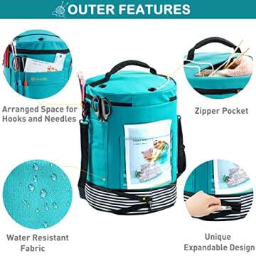 MYBAGZING Expandable Crochet Bag-Knitting Bag Yarn Storage Organizer - Yarn Bag and Crochet Tote, Ya...